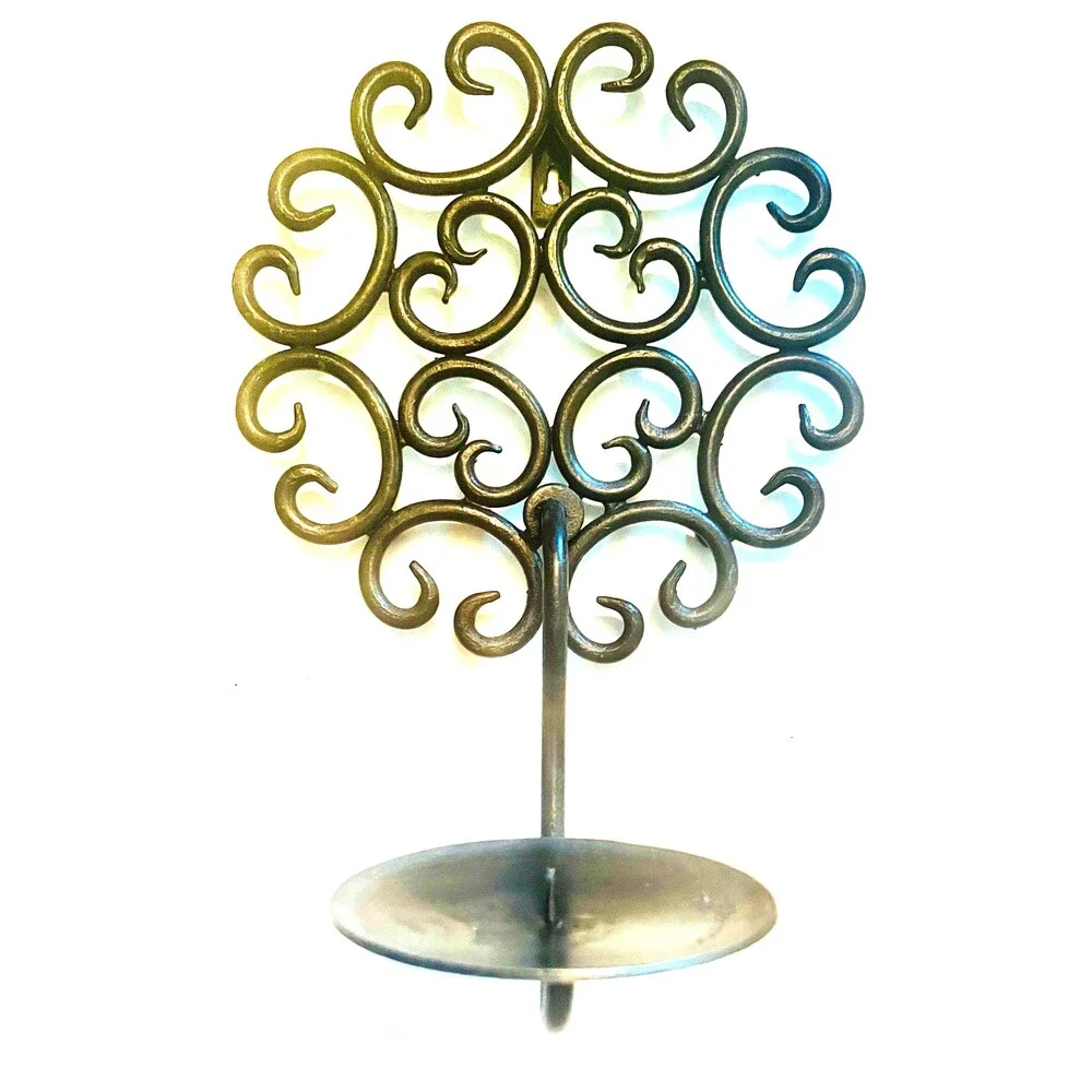 2 Vintage Tree of  Life black wrought iron wall candle sconces scrollwork